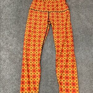 Yoga Democracy Knit Pants Yellow Orange Mod Floral Women’s S